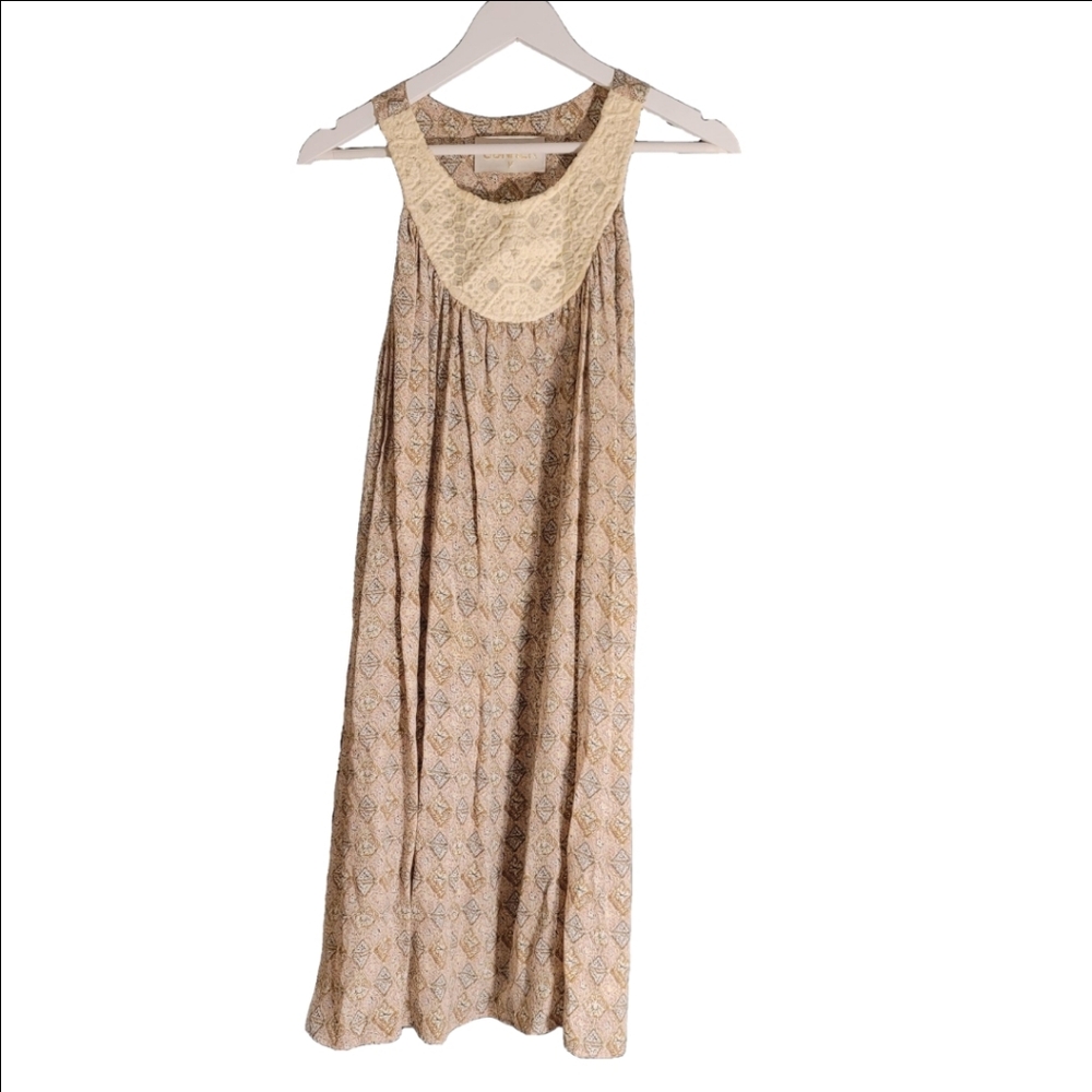 EUC ANTHROPOLOGIE FLORID DIAMONDS DRESS SUNNER M SILK CROCHET NECK